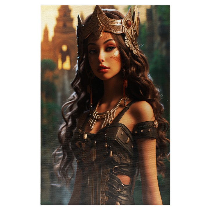 Tablou Canvas: Razboinica din te-ka Frumusete, Cosplay, Costum, Accesoriu de moda, Design vestimentar, Fotomodel, tatuaje Pictura Digitala 40x25CM