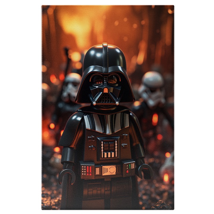 Vászonfestés: Star wars lego stílusú páncél, köpeny, sötétség, Darth Vader, fikció, kitalált karakter, figura, sisak, digitális festmény 40x25 cm