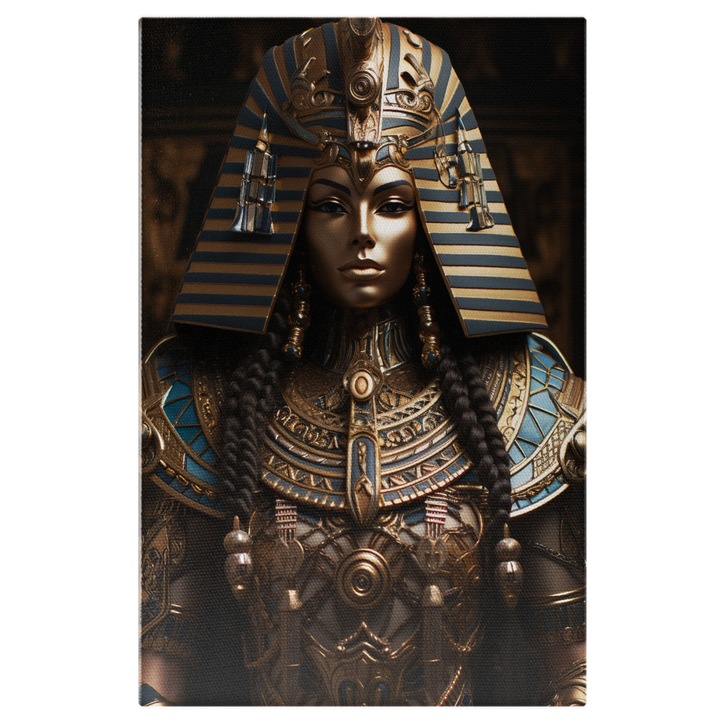 Tablou Canvas: Faraon femeie egipteana Arta, Artefact, intuneric, Istorie, Monument, Mitologie, auriu, egipt Pictura Digitala 40x25CM