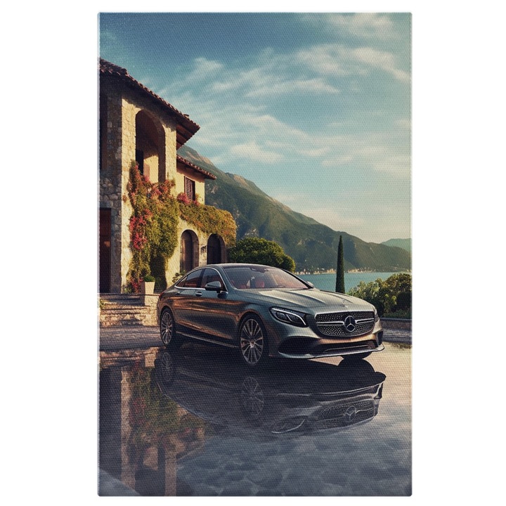 Картина на платно Снимка на луксозен автомобил Мерцедес - любители на изграждане на водни острови Дигитална картина 60x40CM