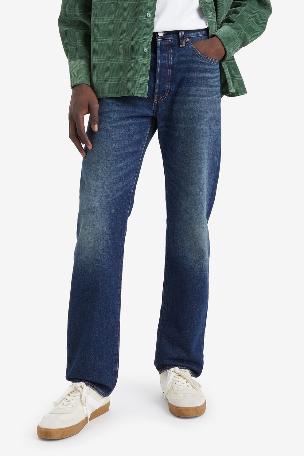 Levi's, Blugi cu nasturi 501® Original Fit, Albastru inchis, Albastru prafuit, W36-L32