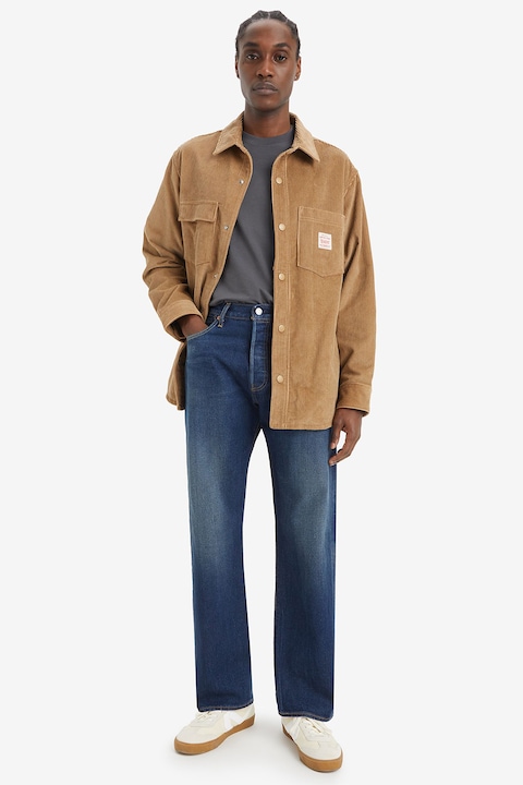 Levi's, Blugi cu nasturi 501® Original Fit, Albastru inchis, Bleumarin, W33-L32