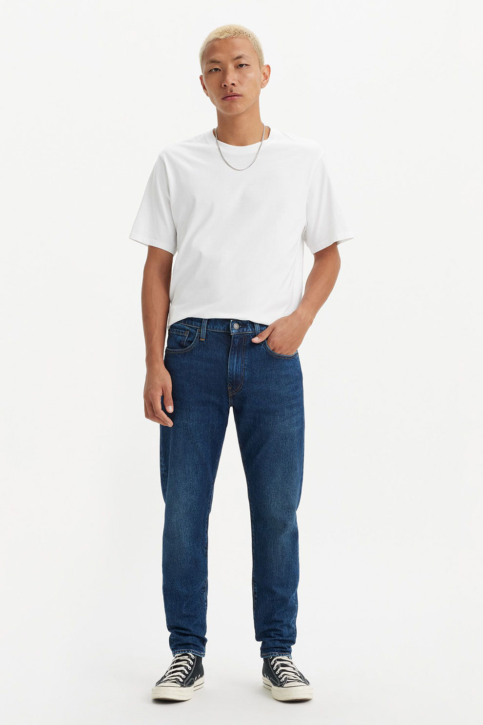 Levi's, Blugi din amestec de lyocell cu talie medie, Albastru inchis, W30-L32