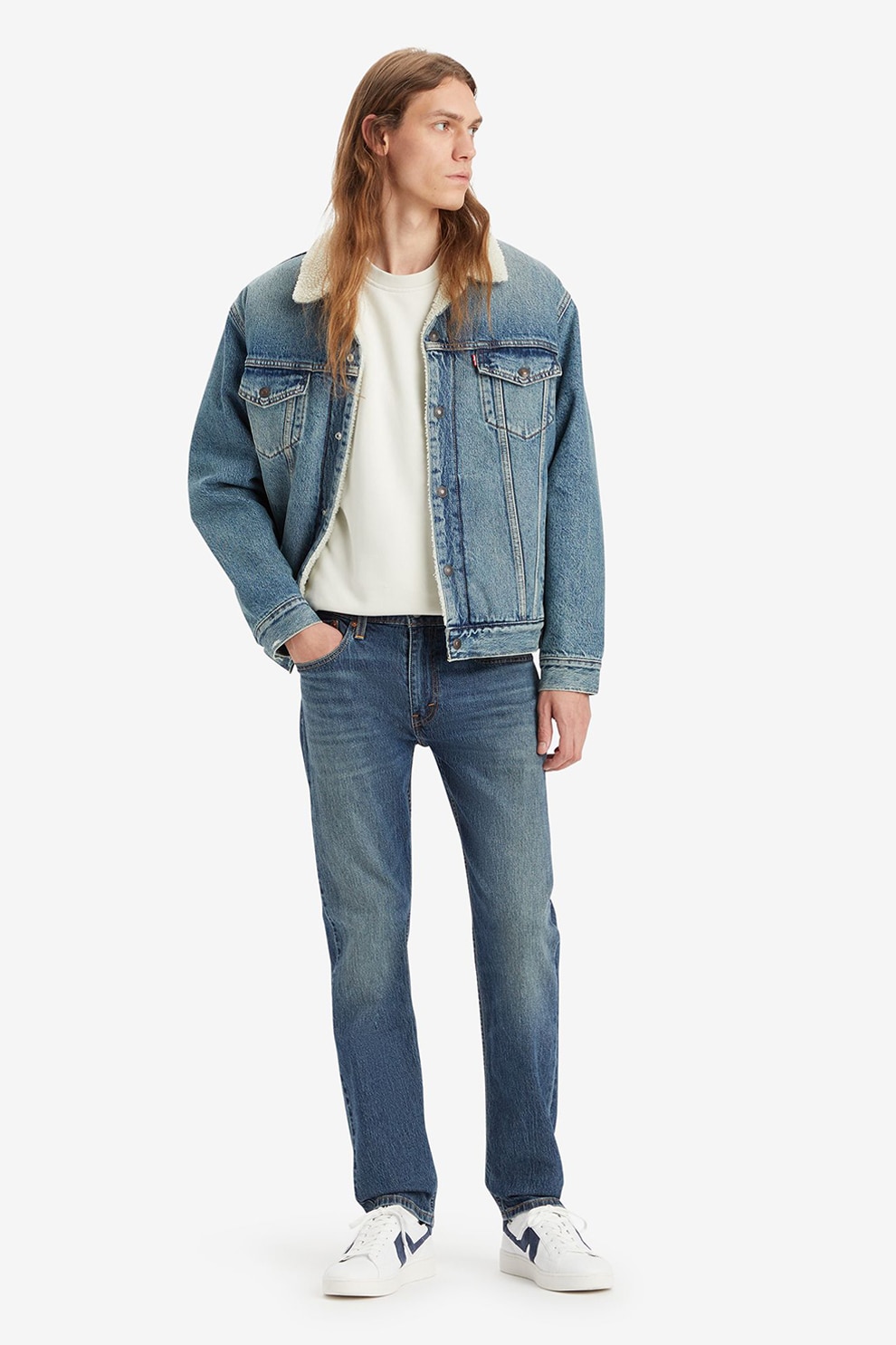Levi's, Blugi drepti cu aspect decolorat 502, Bleumarin, W33-L32