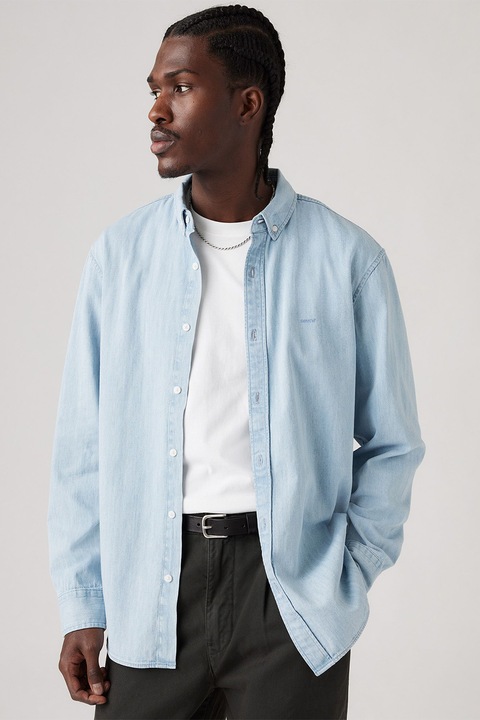 Levi's, Authentic kényelmes fazonú pamuting, Jégkék/Világoskék