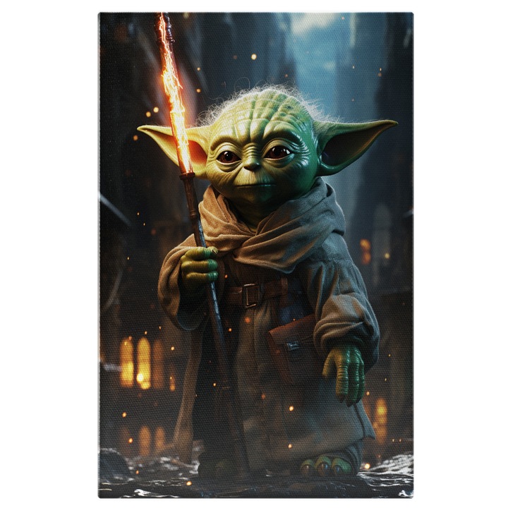 Tablou Canvas: Maestrul Yoda din Star Wars - arma puterea mintii Pictura Digitala 100x70CM