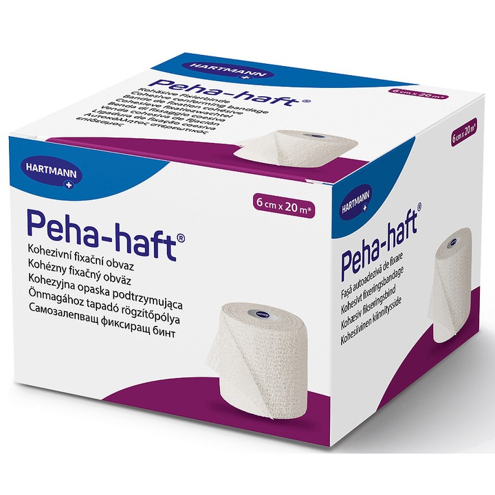 Peha-haft, fasa elastica autoadeziva pentru fixarea tuturor tipurilor de pansamente, 6cm x 20m, HARTMANN