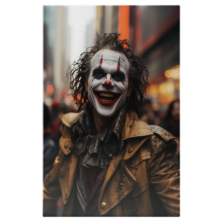 Картина на платно: Снимка на Жокера на улицата на голям град - усмихнати хора, Дигитална картина 90x60CM