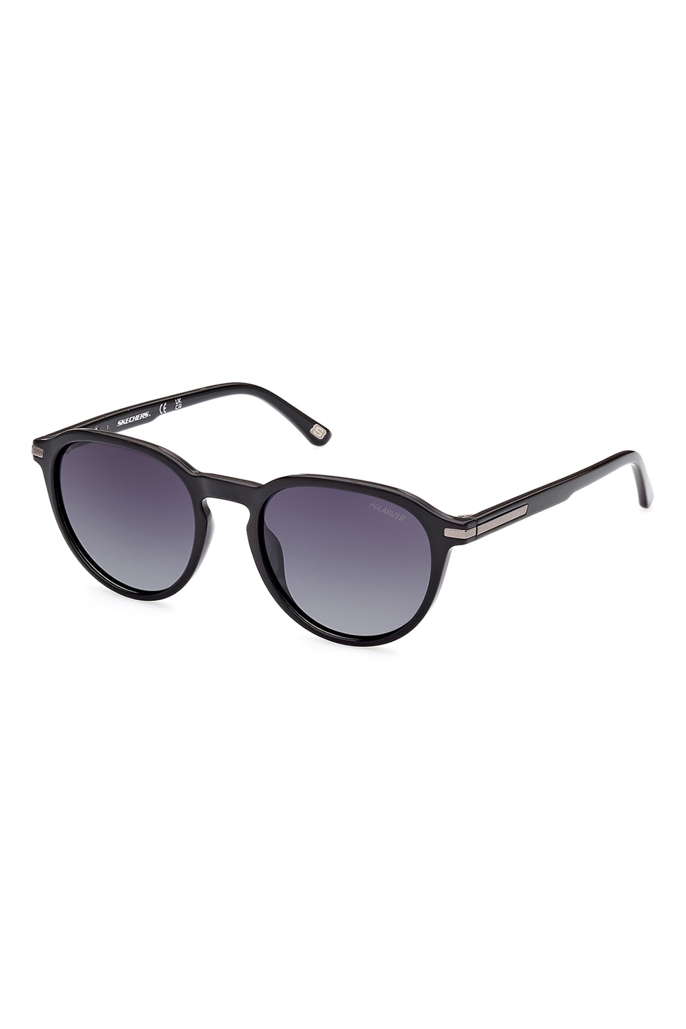 Skechers, Ochelari de soare rotunzi polarizati, Negru, 51-19-145