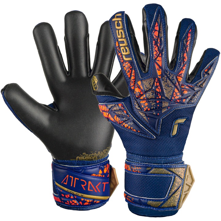 Manusi portari copii Reusch Attrakt Gold X Junior, marime JR - L / 12-14 ani-6.5, albastru/auriu/negru