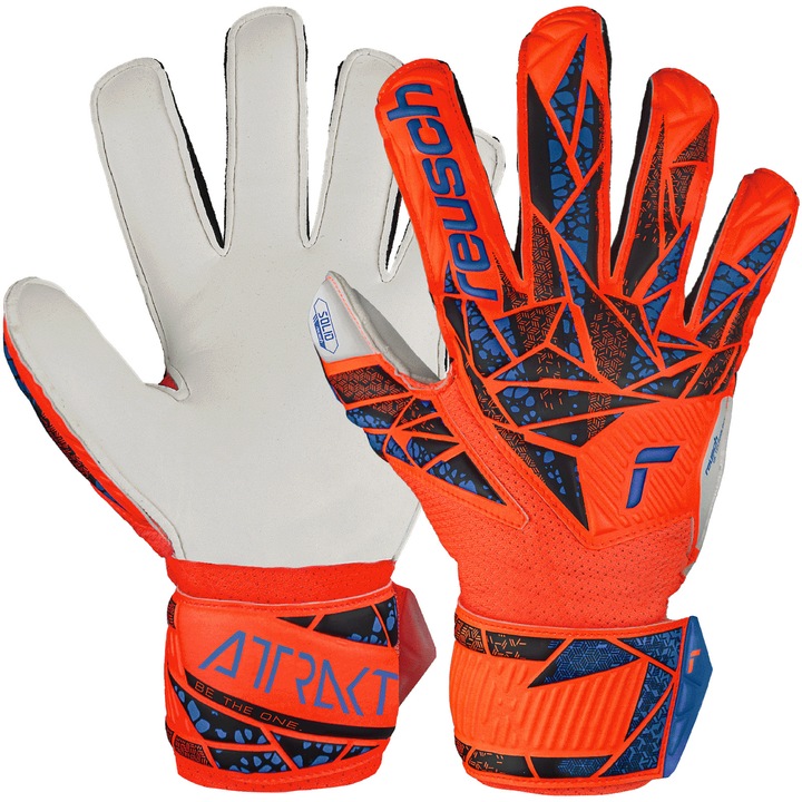 Manusi portari copii Reusch Attrakt Solid Finger Support Junior, marime JR -XXL / 15-17 ani-7.5, portocaliu/albastru