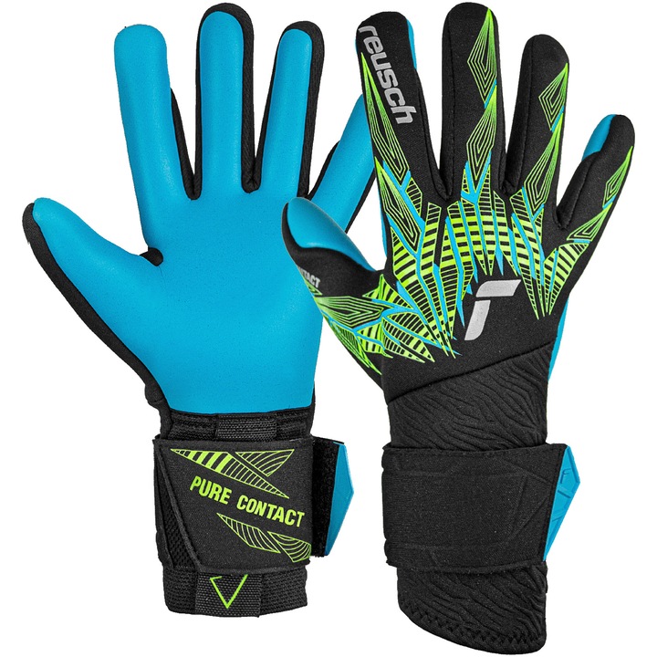 Manusi portari Reusch Pure Contact Aqua, marime M/L-8.5, negru/verde/albastru