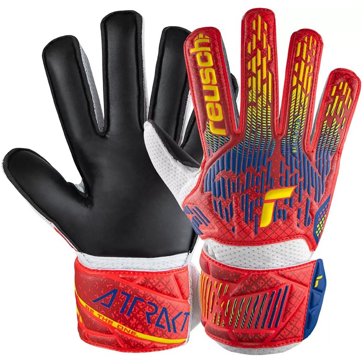Вратарски ръкавици Reusch Attrakt Solid Junior, За деца, Размер JR - XXS / 7-8 години-4.5, Червен/Жълт/Син