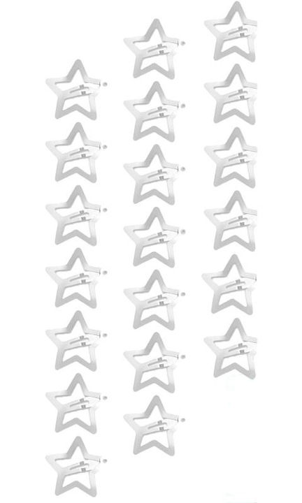 Set 20 Agrafe de Par in Forma de Stea, argintiu