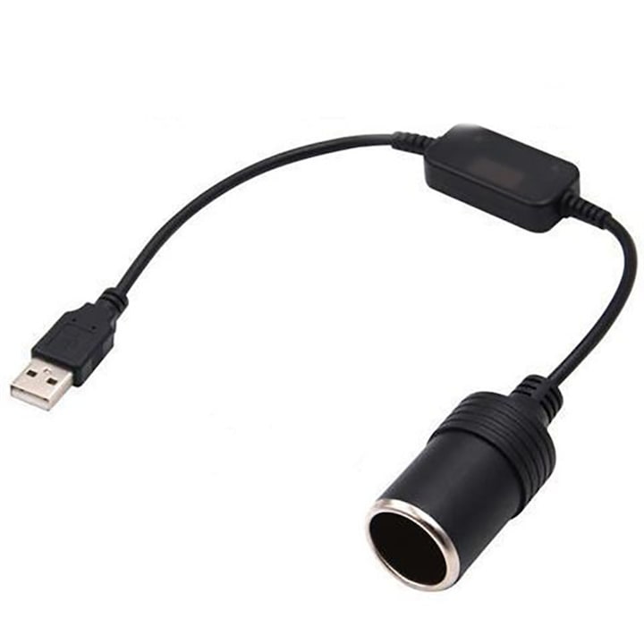 Cablu adaptor pentru reportofon auto, Sunmostar, 5v la 12v, lungime 35cm, plastic