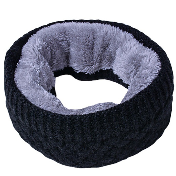 Fular JOGVELO, termic si antivant, captuseala dubla din fleece, negru, 24x22cm