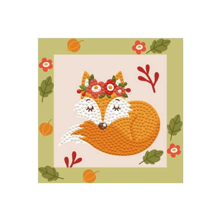 Mozaic cu diamante Forest Fox, Diamond Dotz, 13x13cm, Multicolor