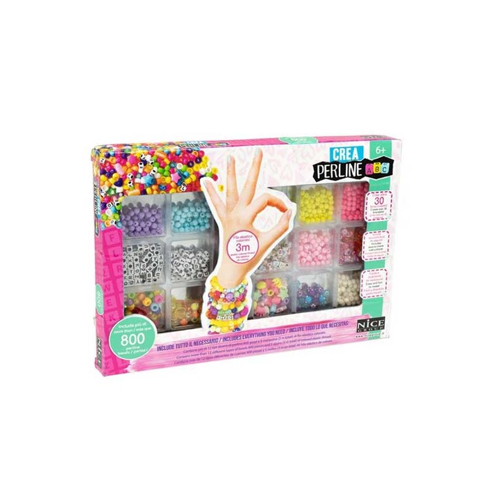 Set de Artizanat Graffiti, 800 Piese, Multicolor, Inclusiv Elastice, 3 Tipuri de Margele