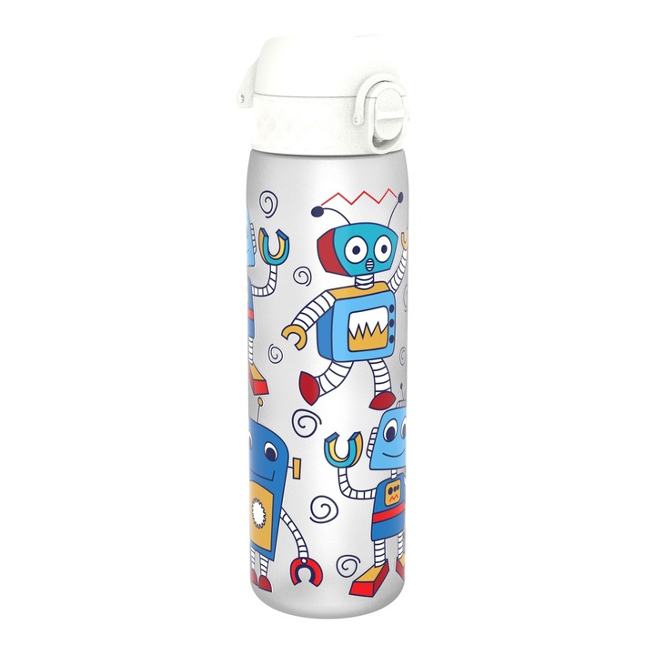 Детска бутилка за вода Ion8, Slim, recyclon, 500мл, Robots