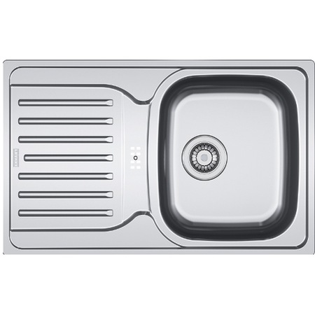 Pachet chiuveta PXL 614 + baterie BASIC CROM Franke, picurator pe stanga, Inox dekor