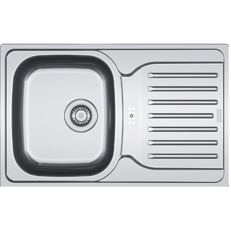 Pachet chiuveta PXL 614 + baterie BASIC CROM Franke, picurator pe dreapta, Inox dekor