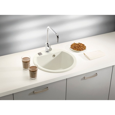 Chiuveta cu 1 cuva Alveus CUBO10A51, Rotunda, Material compozit, Bej