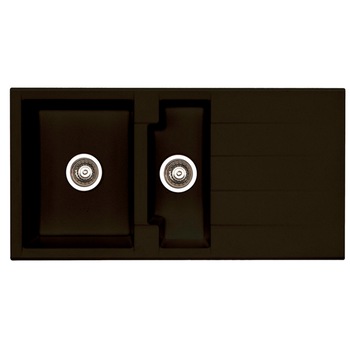 Chiuveta cu 2 cuve Alveus CUBO70A91, Montare reversibila, Material compozit, Negru Chiuveta cu 2 cuve Alveus CUBO70A91, Montare reversibila, Material compozit, Negru