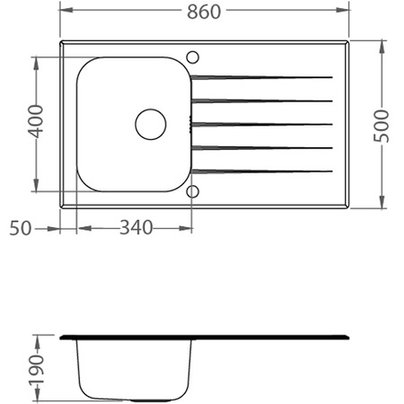 Chiuveta sticla Alveus GLASSIX10R, Montare reversibila, Inox + Sticla neagra