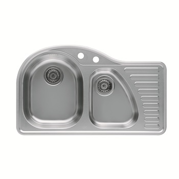 Chiuveta cu 2 cuve Alveus FUTUR50, Picurator pe dreapta, Inox satinat Chiuveta cu 2 cuve Alveus FUTUR50, Picurator pe dreapta, Inox satinat