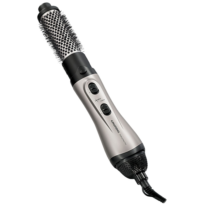 Perie cu aer cald Grundig HS8980 Professional, 1200 W, 4 Trepte, 4 Accesorii, Negru/Gri