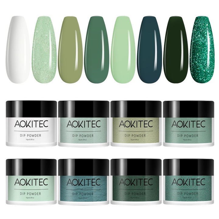 8 db-os AOKITEC akril púderszín készlet, hosszantartó, többszínű, vegán