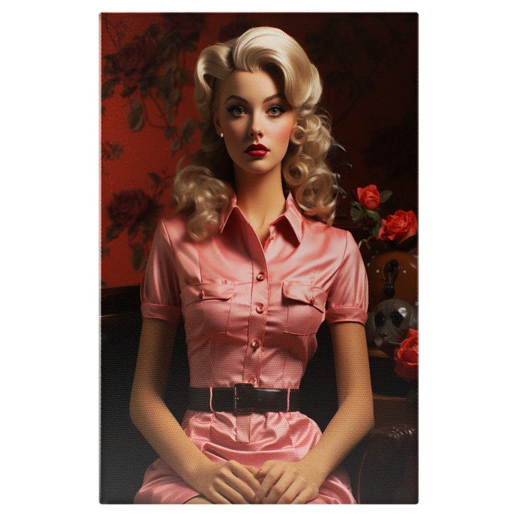 Картина върху платно: Изложбата Енигма Красотата зад маските Изтъкнатата дама и розите Дигитална картина 100x70CM