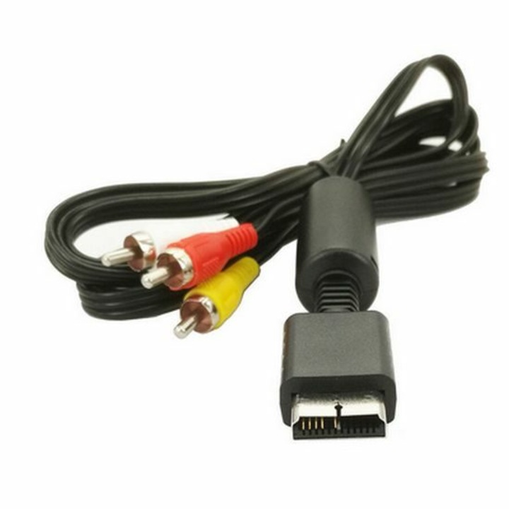 Cablu Scart RCA AV compatibil cu Playstation, 1.8m, Negru