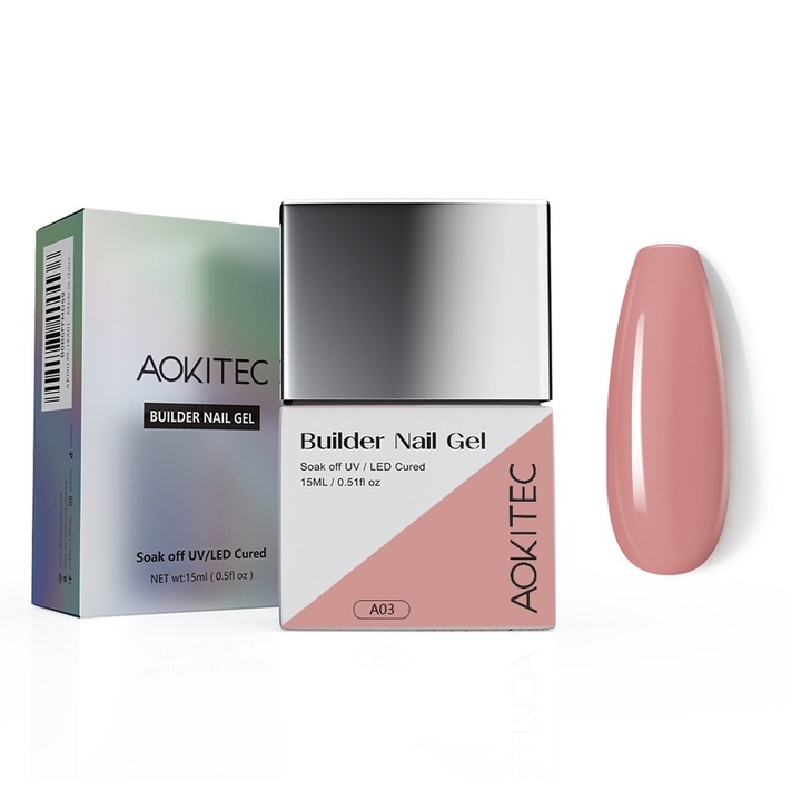 Gel de constructie unghii AOKITEC, aplicare rapida, 15ml, roz