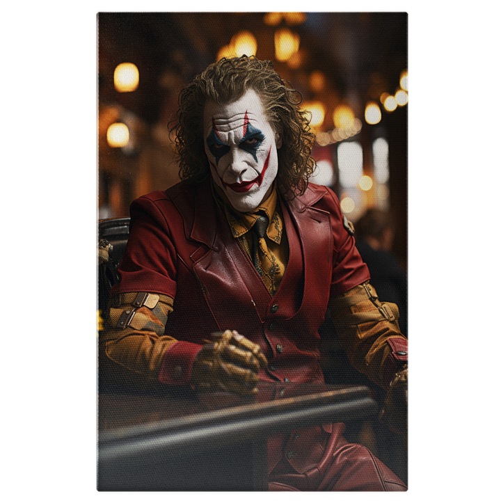 Tablou Canvas: Portret barbat Joker Todd Phillips horror Arthur Fleck Iubitorii De Super Eroi Film SF Desene Animate Pictura Digitala 40x25CM