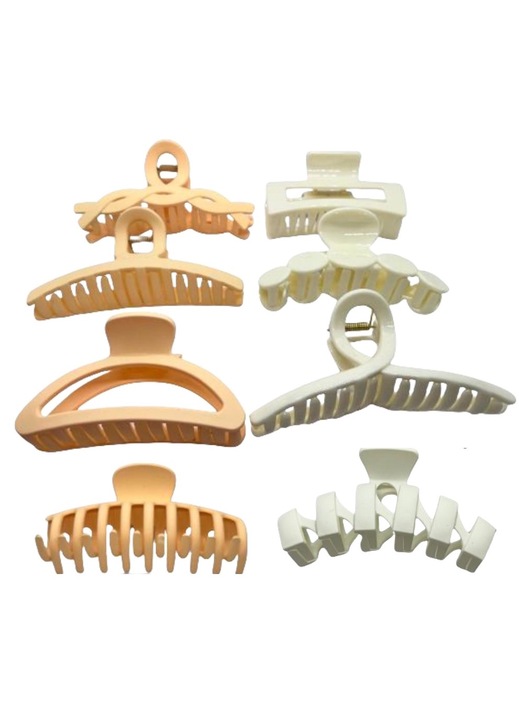 8 db-os hajcsat készlet, szintetikus/gyanta, fehér/sárga