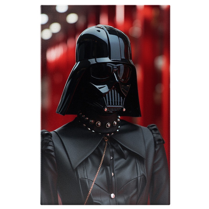 Картина на платно Портрет на черен робот в кожен костюм с бижута Star Wars sf филми Дигитална, 40x25 см