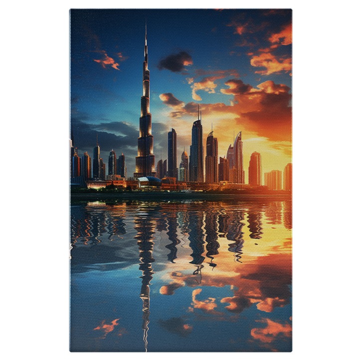 Картина на платно: Изглед към залеза Burj Khalifa сграда Дубай, Дигитален принт, 70x50CM