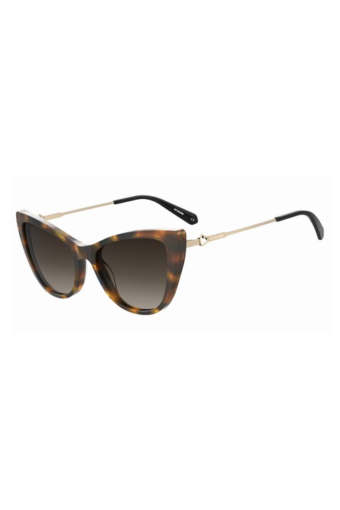 Love Moschino, Слънчеви очила Cat-Eye с лого, 53-17-140, Златист/Кафяв/охра