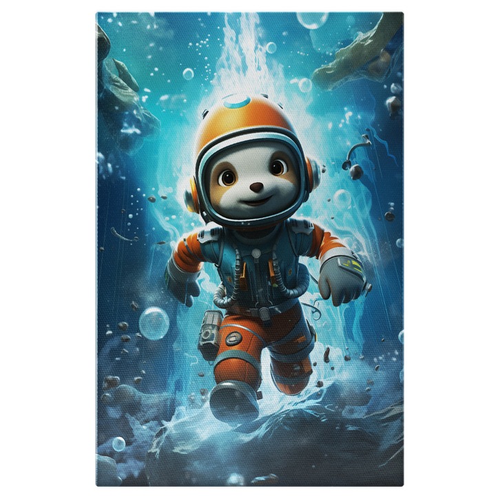 Tablou Canvas: Catel Scafandru Bucuros in Ocean in cautarea Secretele Oceanului Misterios Pictura Digitala 60x40CM