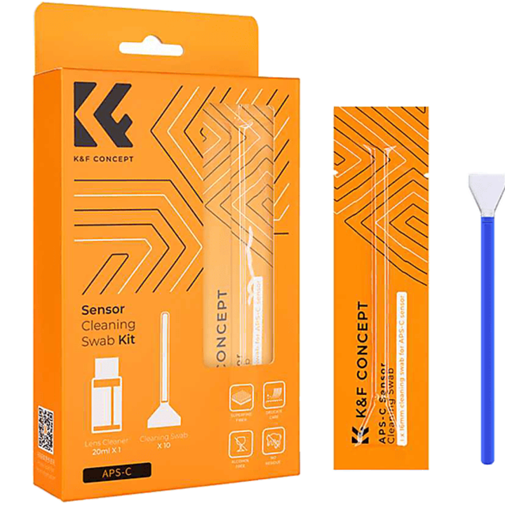 K&F Concept kamera aps-c érzékelő tisztító szett, 16 mm, 10 db-os + 20 ml tisztító folyadékkal