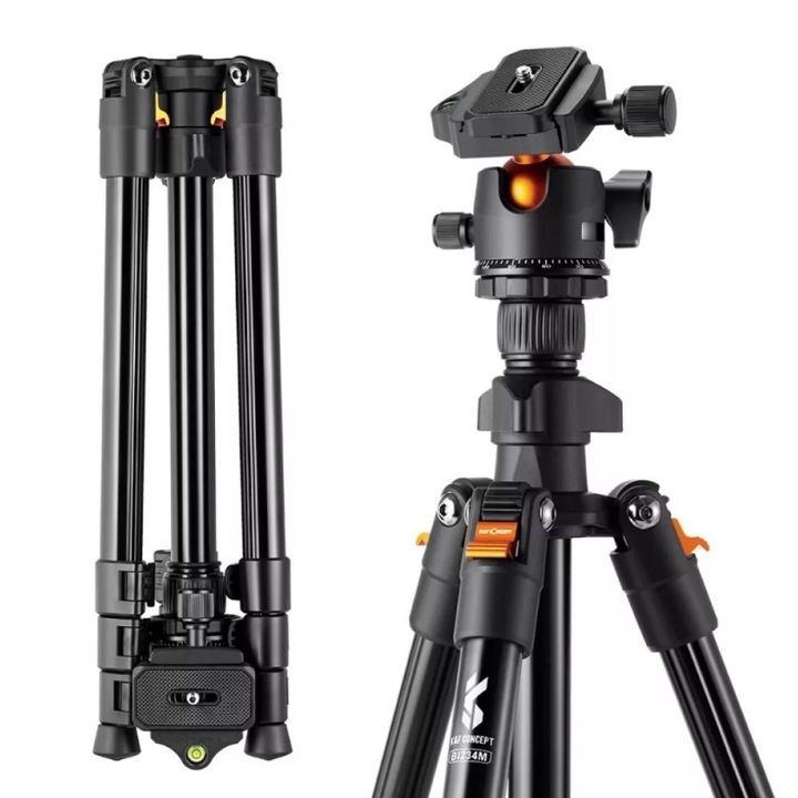 Trepied K&F KF09.101, 160cm, 3D, 8kg, aluminiu-magnesium