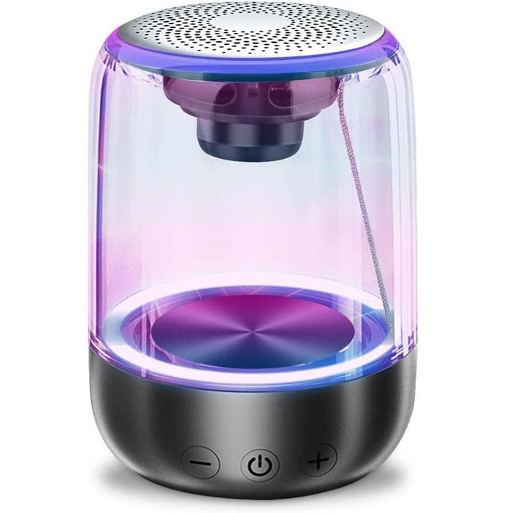 Boxa Portabila Gonice, Sunet 360°, Bass 6D, Bluetooth 5.0, LED Multicolor, 15 Ore Redare, 5.3x9x6.6cm