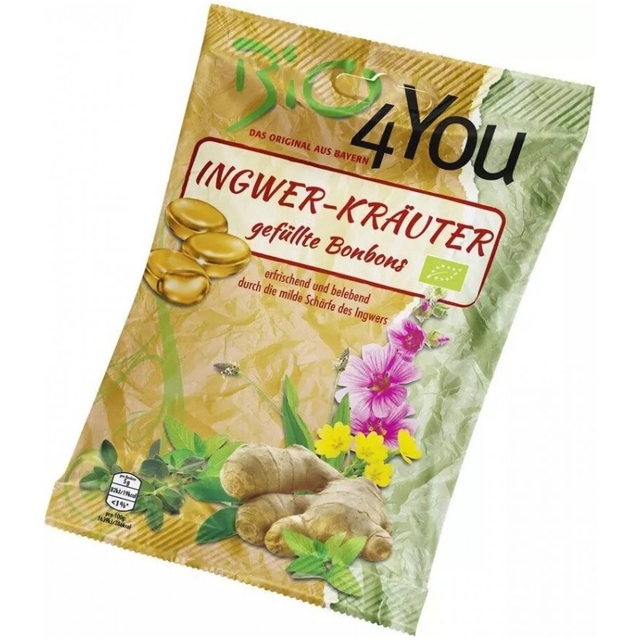 Dropsuri BIO umplute din ghimbir si plante, 75 g Bio 4 You