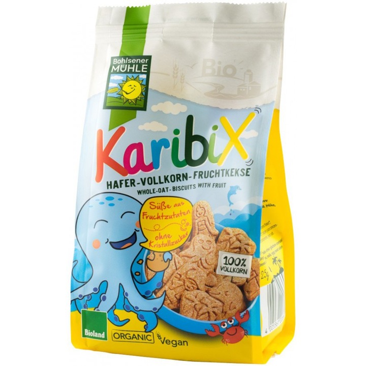Biscuiti Bio Karibix din Faina Integrala de Ovaz si Fructe Bohlsener Muhle 125 g