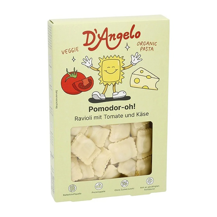 Ravioli bio cu rosii si branza, 250g D'angelo