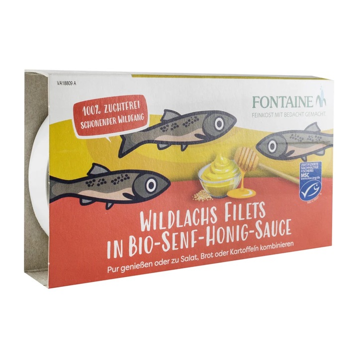 File de somon salbatic in sos bio cu miere si mustar, 200g Fontaine