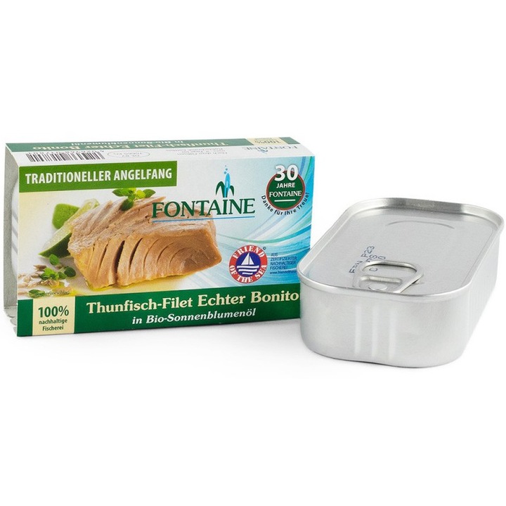 Bonito file de ton in ulei bio de floarea soarelui, 120g Fontaine