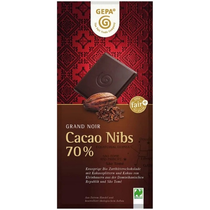 Ciocolata amaruie bio cu 70% cacao, 100g Gepa