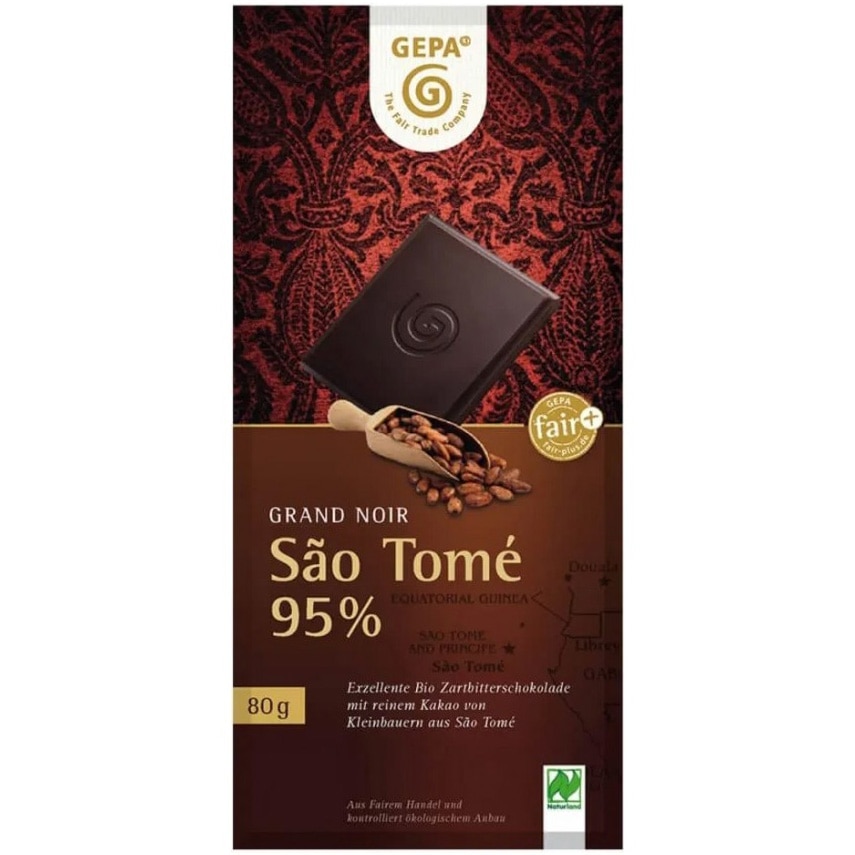 Ciocolata amaruie bio cu 95% cacao São Tomé, 80g Gepa